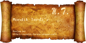 Mondik Teréz névjegykártya